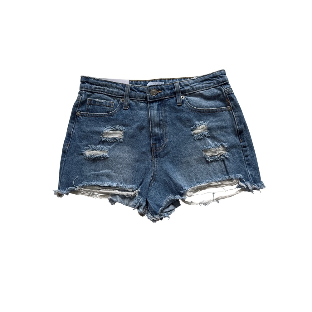 BP Nordstrom Distressed High Rise Denim Shorts Medium Wash Blue Size 28
